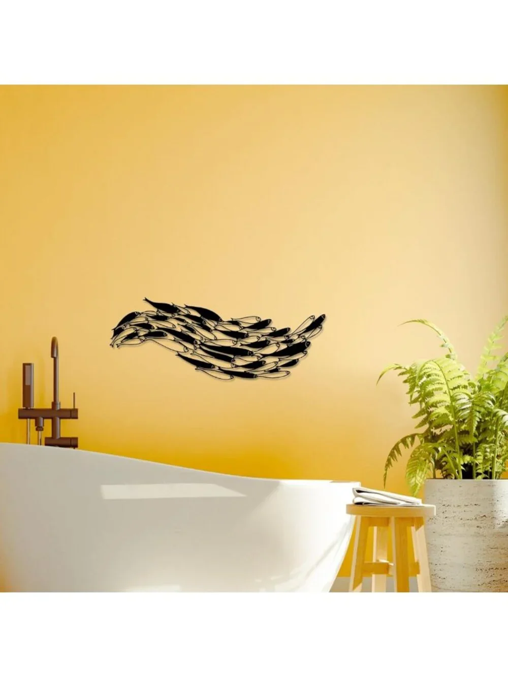 Metal Fish Sculpture Set - Ocean Wall Art | Rust-Resistant Coastal Decor for
